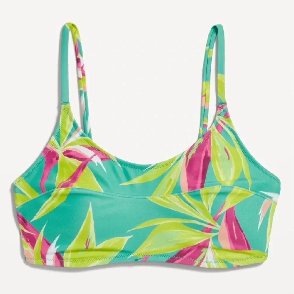 Old Navy Top & Bottom Swim Green Leaves Tropical Bright Colorful Size 4X Bikini